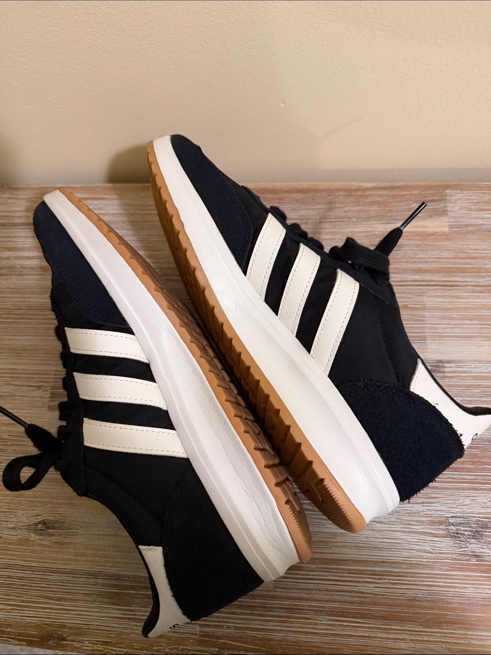 adidas Run 70s 2.0 Black and White Cloudfoam Retro Sneakers - Picture 5 of 8
